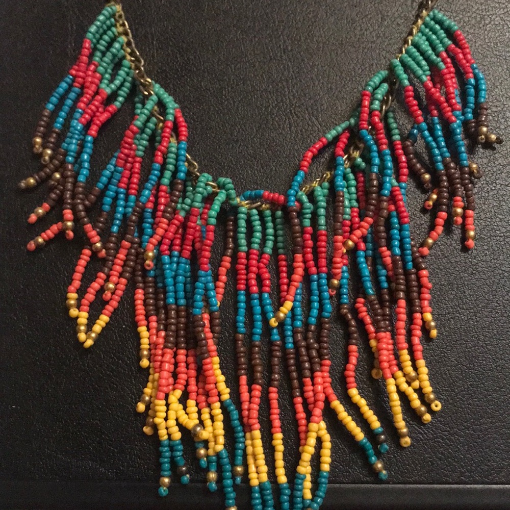 Multi colored micro beaded necklace